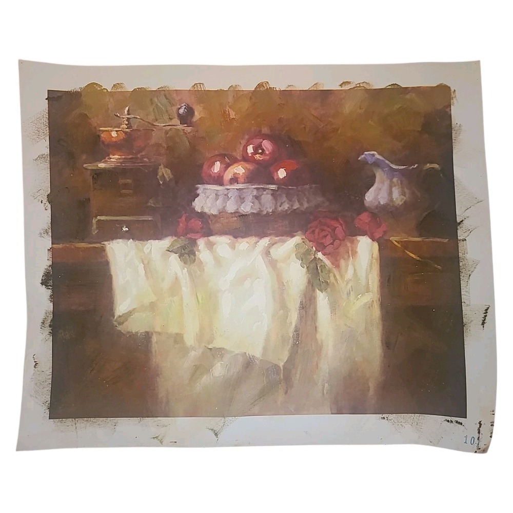 Fruit Bowl #2 - Original Oil Painting  Unstretched Canvas 20"x16" Artist Unknown